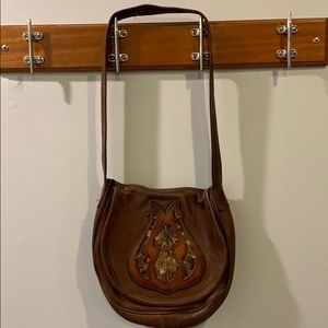 Feather & Leather Messenger Bag